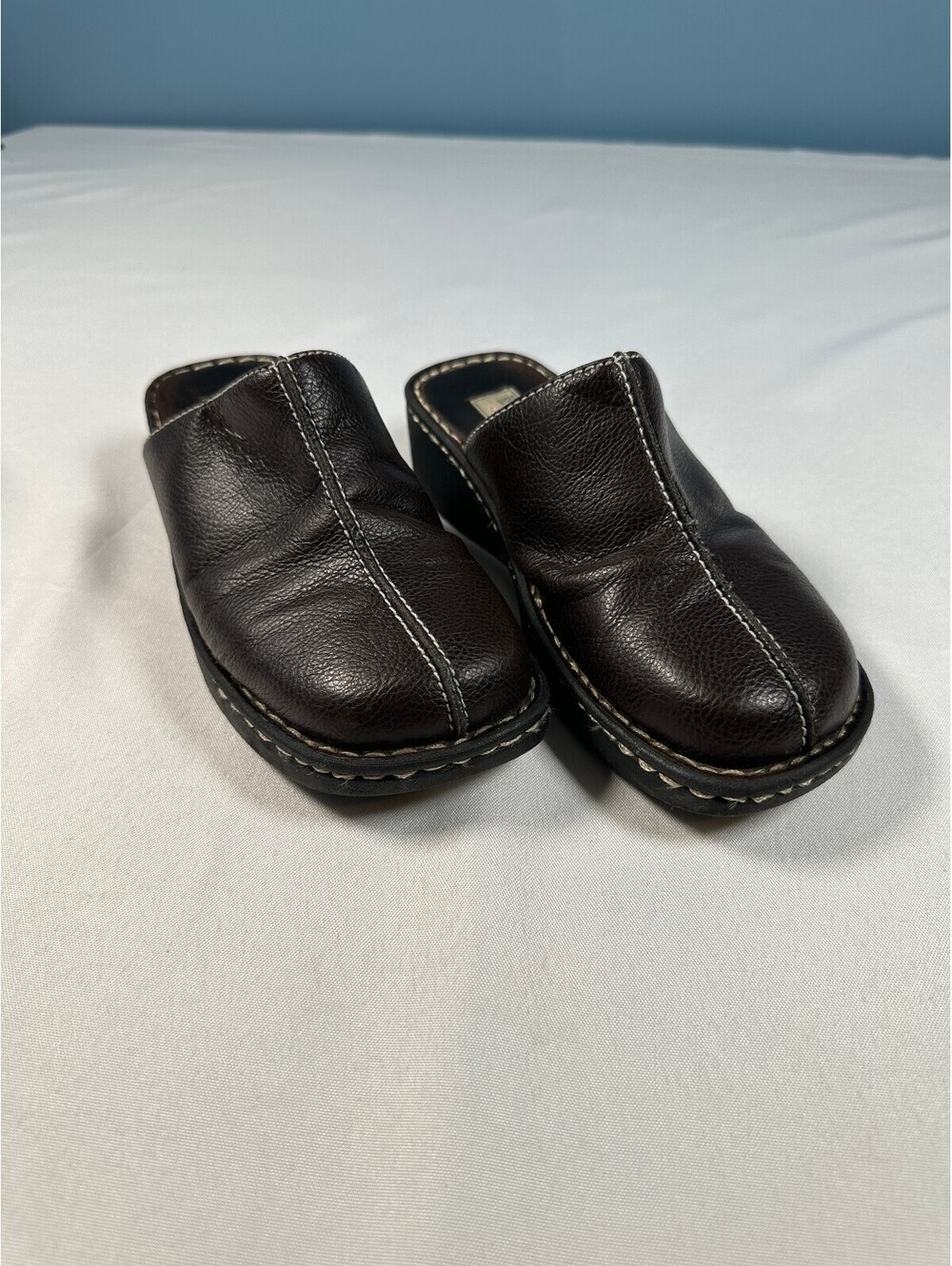 Beverly Hills Polo Club Vintage Y2K Brown Leather Platform Clog Mules Women's 7